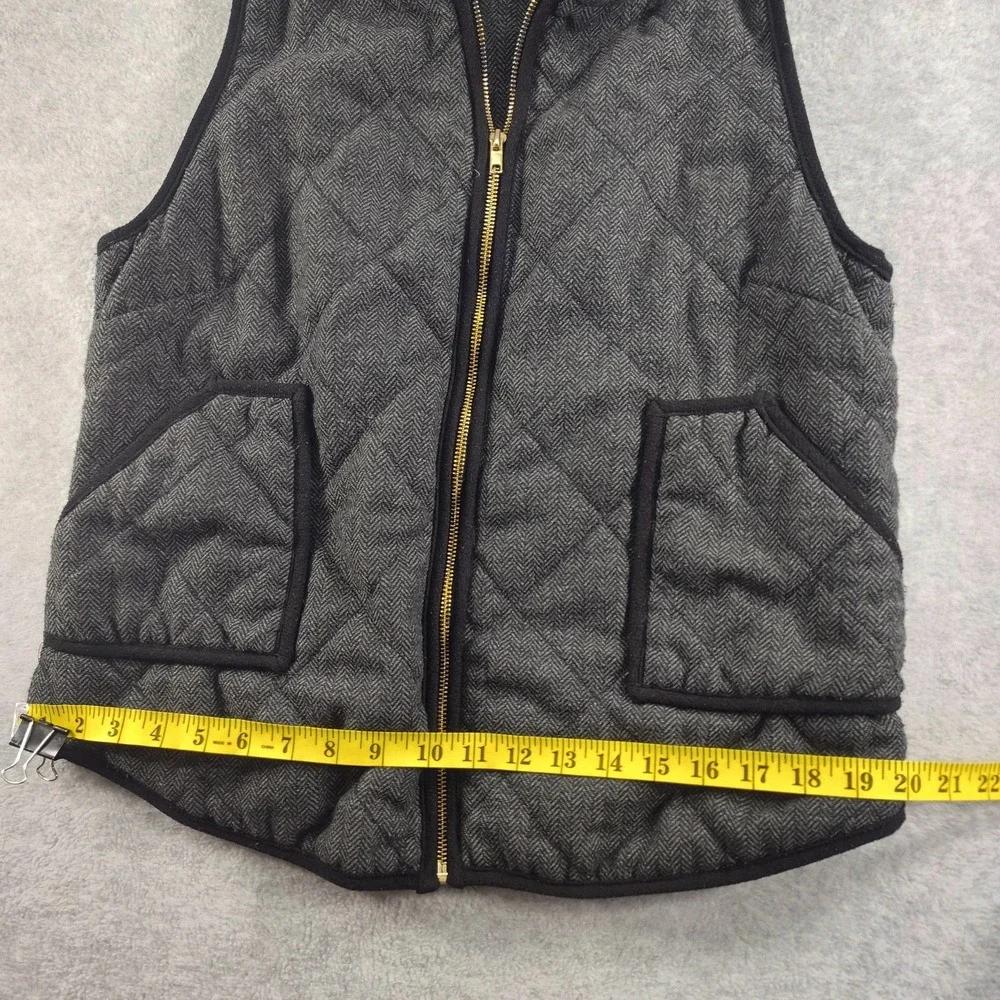 41 Hawthorn Vest Women Size L Black Quilted Herringbone Chevron Zip Front📏📸SEE